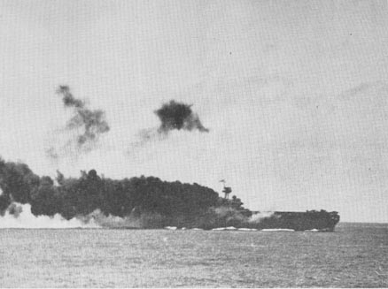CV-5 USS Yorktown during the battle of Midway