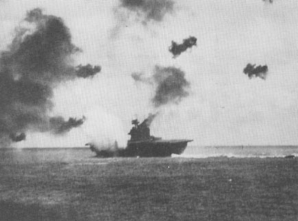 CV-5 USS Yorktown Under Attack during the Battle of Midway